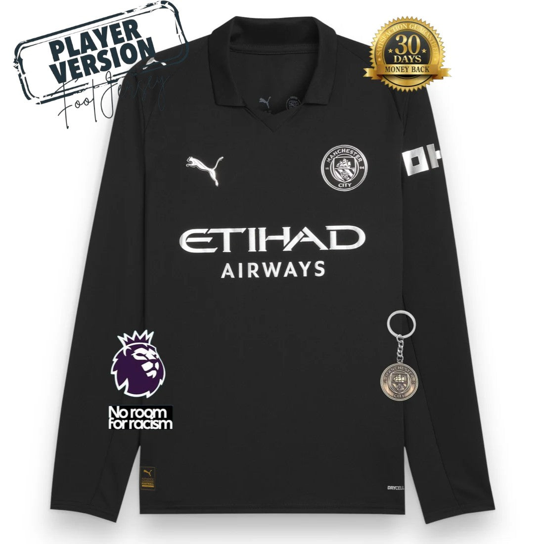 Manchester City Player Away Jersey 2025/26 Long Sleeve