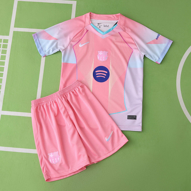 Kids Barcelona Special Edition Jersey Pink Kit 2025/26